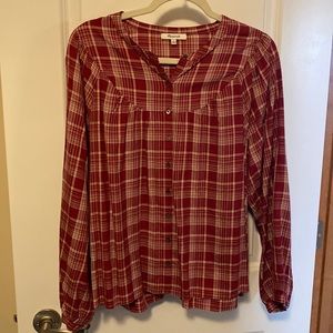 Madewell red/white plaid blouse